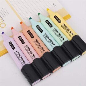 6 Macaron Color Water Based Quick Dry‎ Chisel Tip Marker Highlighter Pen